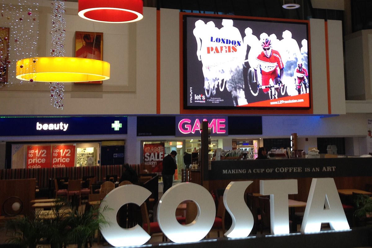 Costa Coffee and large format advertising screen